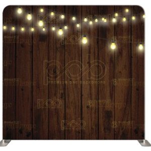 Backdrop 8' x 8', Dark Wood w/ String Light