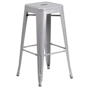 Bar Stool, Silver Backless 30" high